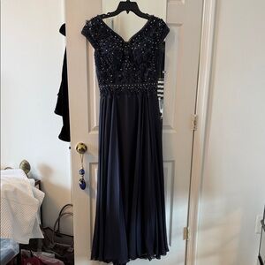 Terani Couture Midnight Blue Beaded Maxi Dress